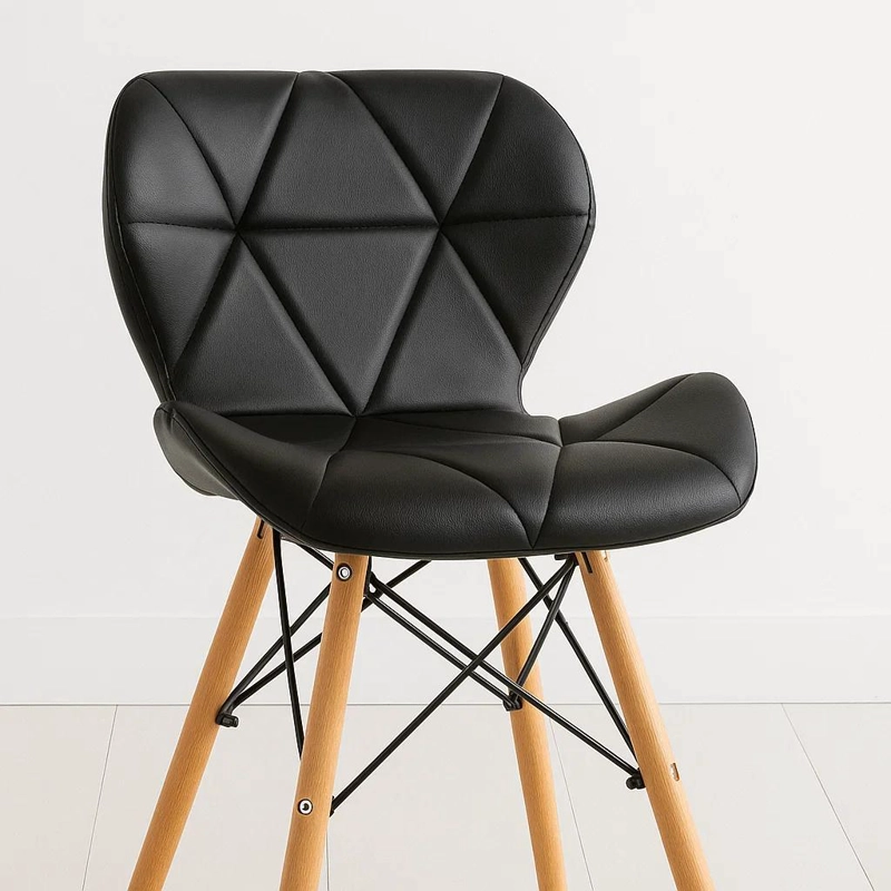 SILLA KLIK MUEBLES RADAR 1 CUERPO ECOCUERO NEGRA ACOLCHADA - 6