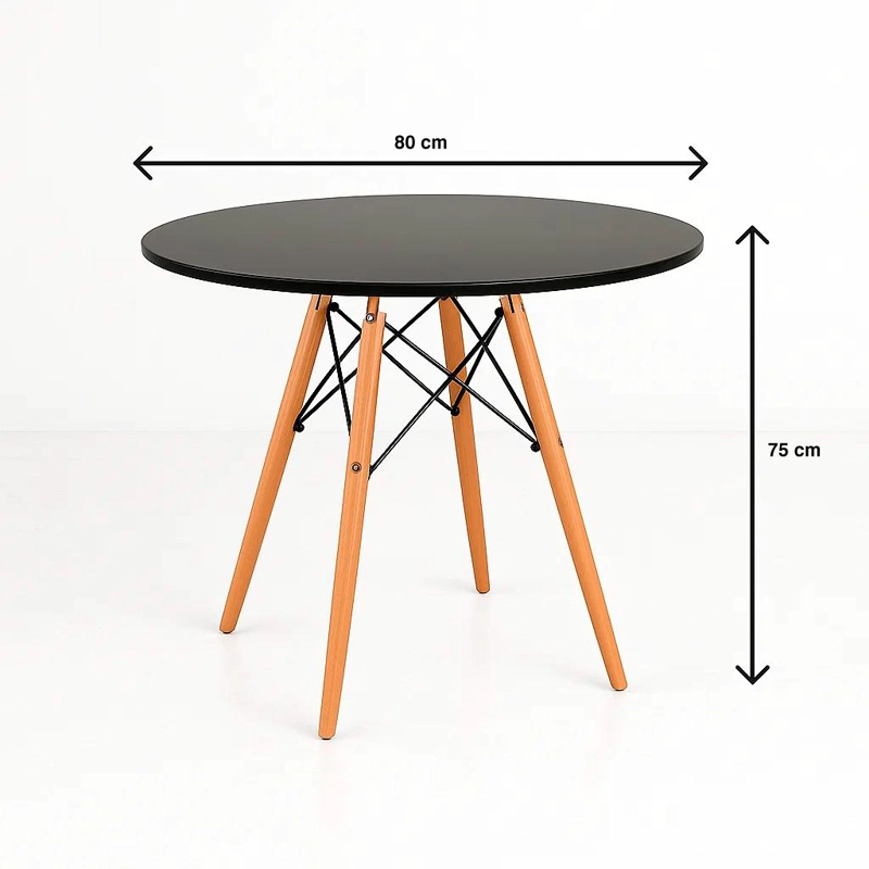 MESA COMEDOR KLIK MUEBLES EAMES 80CM REDONDA NEGRO - 4