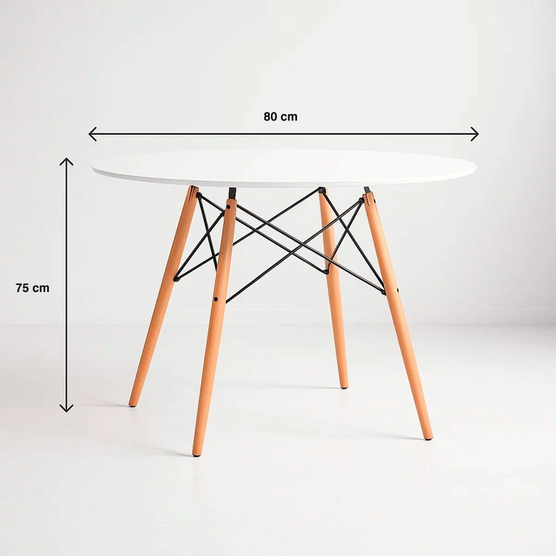 MESA COMEDOR KLIK MUEBLES EAMES 80CM REDONDA BLANCO - 4