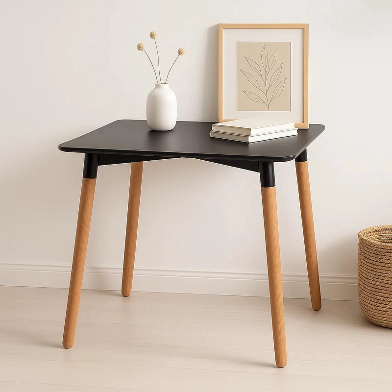 MESA CUADRADA DE COMEDOR EAMES 80X80CM - NEGRA - 2