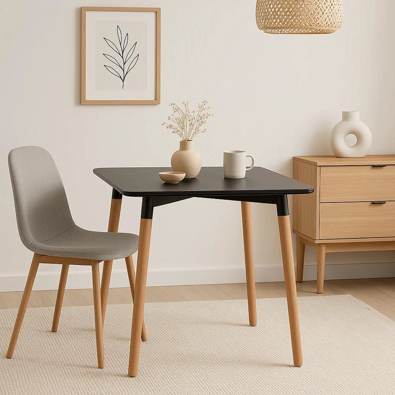 MESA CUADRADA DE COMEDOR EAMES 80X80CM - NEGRA - 3
