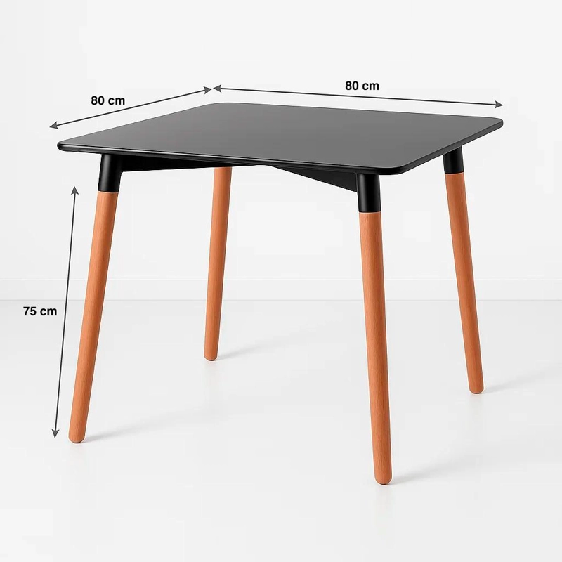 MESA CUADRADA DE COMEDOR EAMES 80X80CM - NEGRA - 4