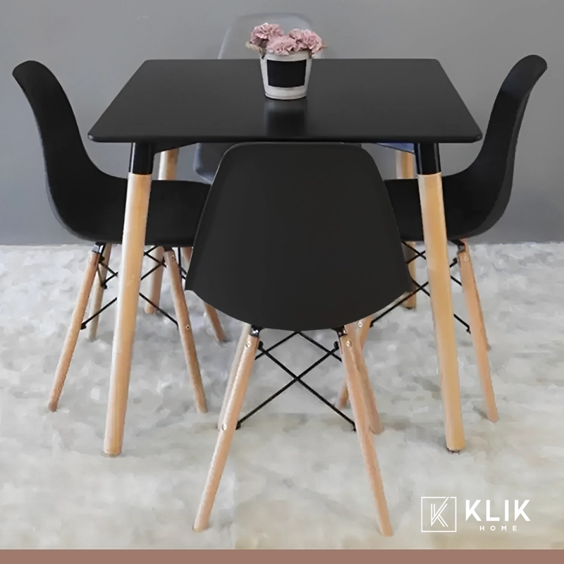 MESA CUADRADA DE COMEDOR EAMES 80X80CM - NEGRA - 8