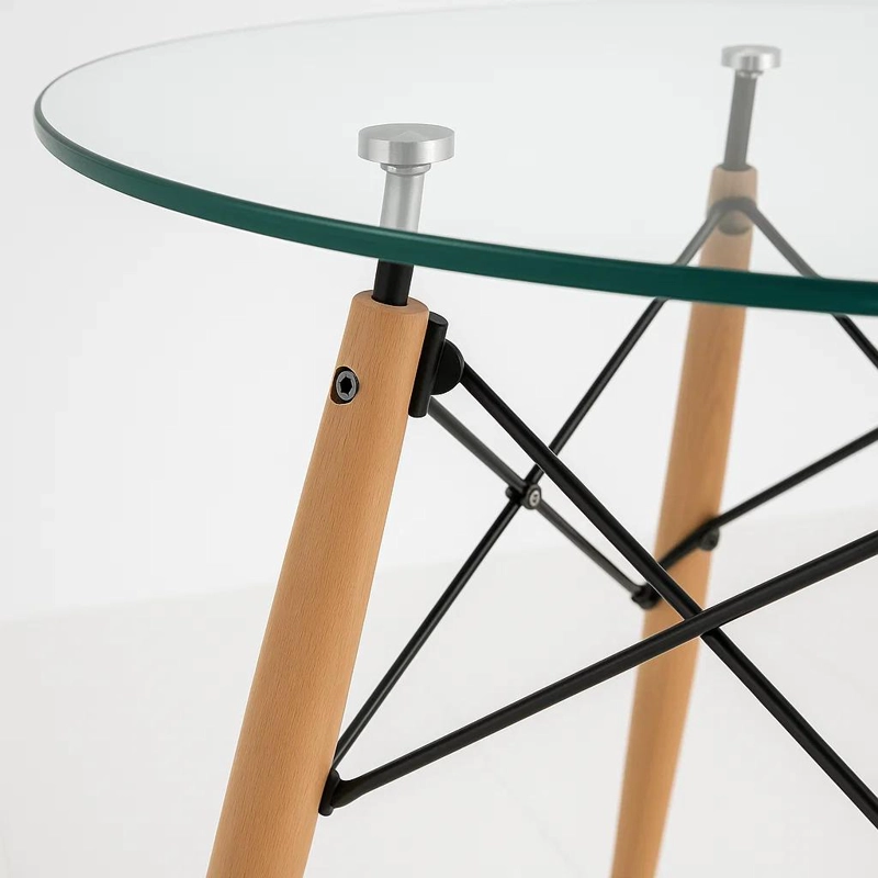 MESA COMEDOR KLIK MUEBLES EAMES 80CM REDONDA VIDRIO METAL - 6