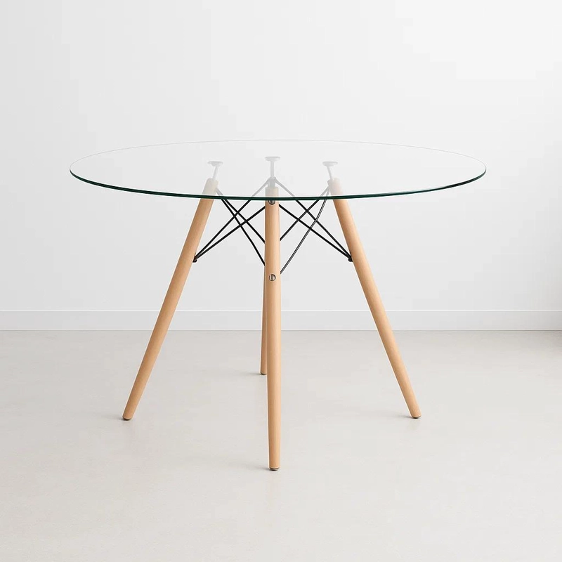 MESA COMEDOR KLIK MUEBLES EAMES 100CM REDONDA VIDRIO - 1