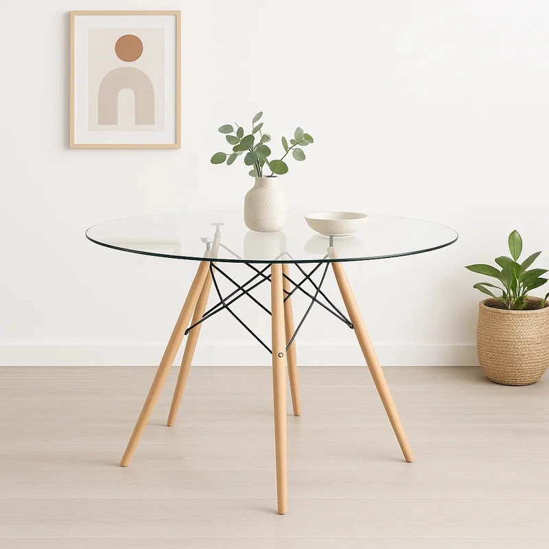 MESA COMEDOR KLIK MUEBLES EAMES 100CM REDONDA VIDRIO - 2