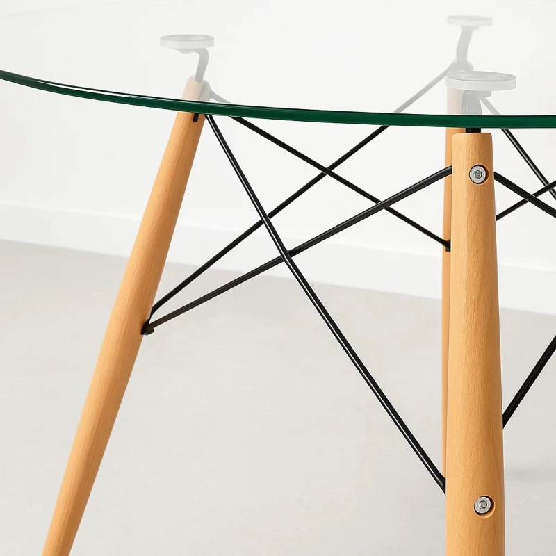 MESA COMEDOR KLIK MUEBLES EAMES 100CM REDONDA VIDRIO - 6