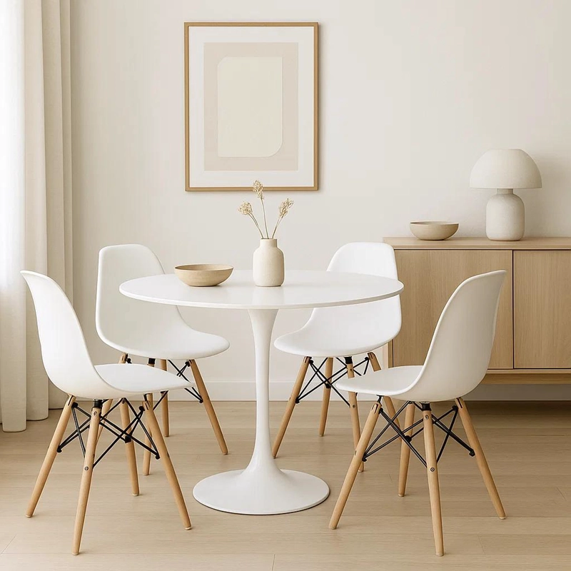 MESA COMEDOR KLIK MUEBLES TULIP 80CM BLANCO ACERO - 3