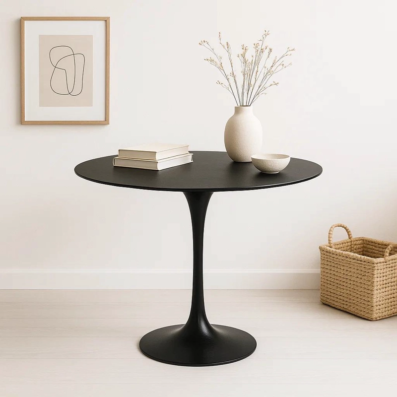 MESA COMEDOR KLIK MUEBLES TULIP 80CM NEGRO ACERO - 2