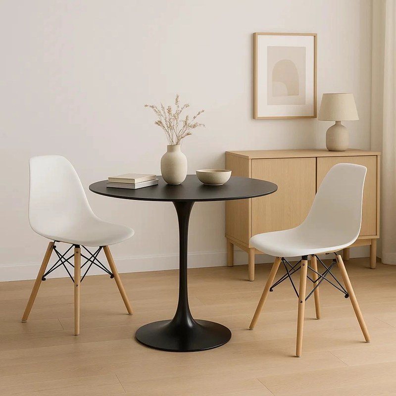 MESA COMEDOR KLIK MUEBLES TULIP 80CM NEGRO ACERO - 3