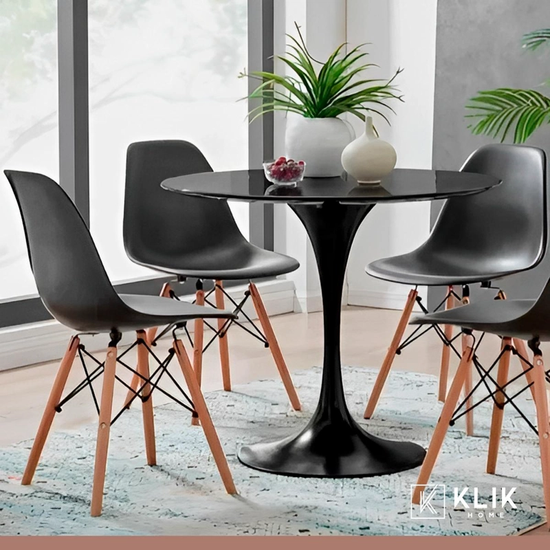 MESA COMEDOR KLIK MUEBLES TULIP 80CM NEGRO ACERO - 8