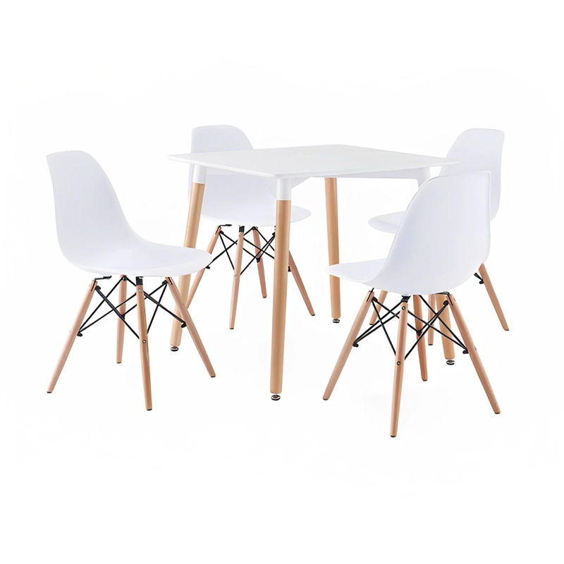 COMEDOR MESA EAMES CUADRADA BLANCA + 4 SILLAS EAMES BLANCAS - 1