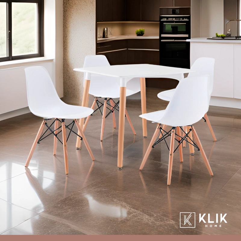 COMEDOR MESA EAMES CUADRADA BLANCA + 4 SILLAS EAMES BLANCAS - 2