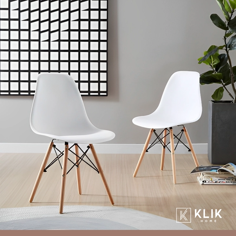 COMEDOR MESA EAMES CUADRADA BLANCA + 4 SILLAS EAMES BLANCAS - 8