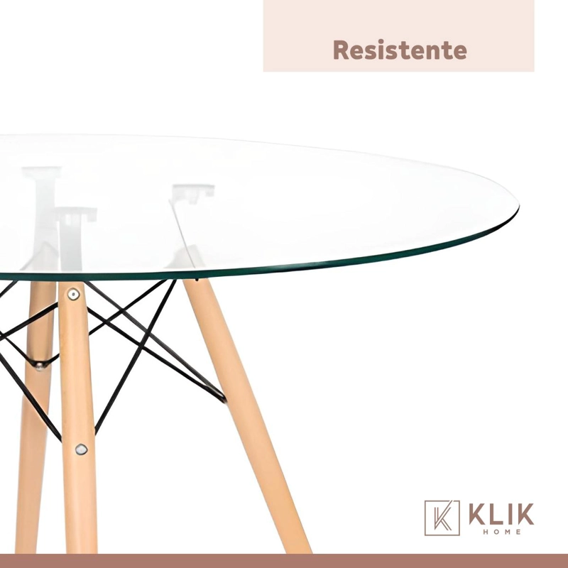 COMEDOR MESA EAMES VIDRIO 80CM + 4 SILLAS EAMES NEGRAS - 7