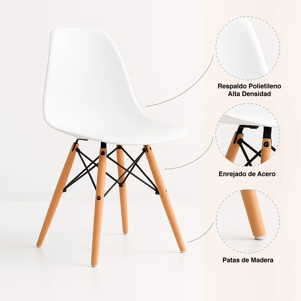 PACK DE 4 SILLAS EAMES BLANCAS - 5
