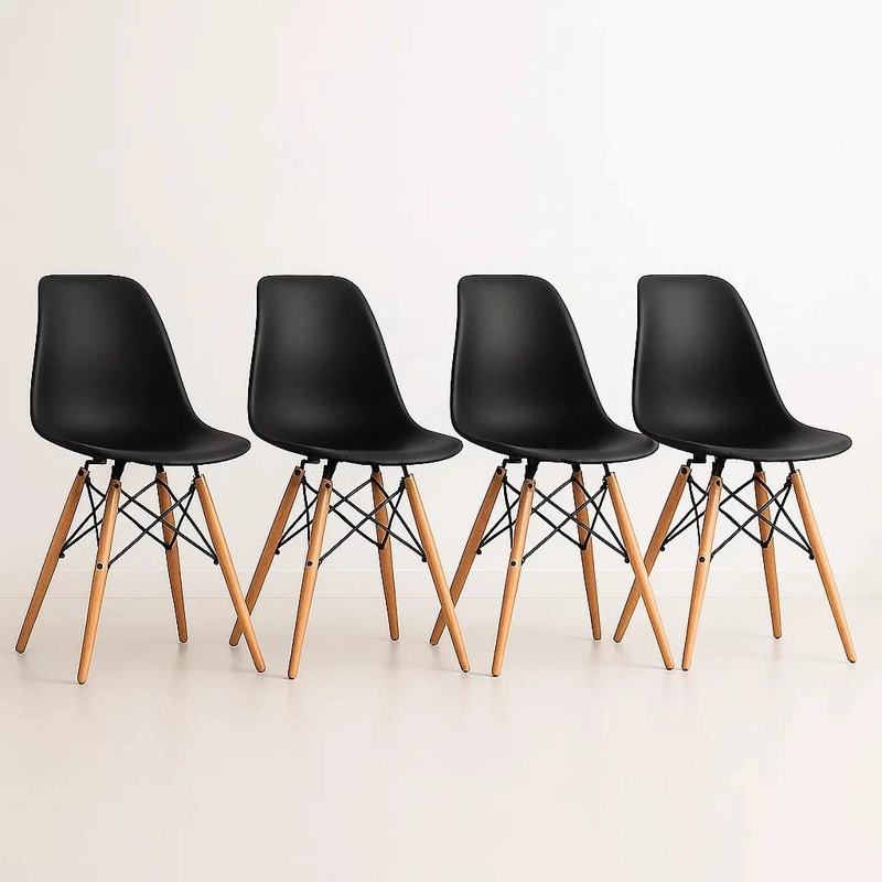 PACK DE 4 SILLAS EAMES EN COLOR NEGRO - 1
