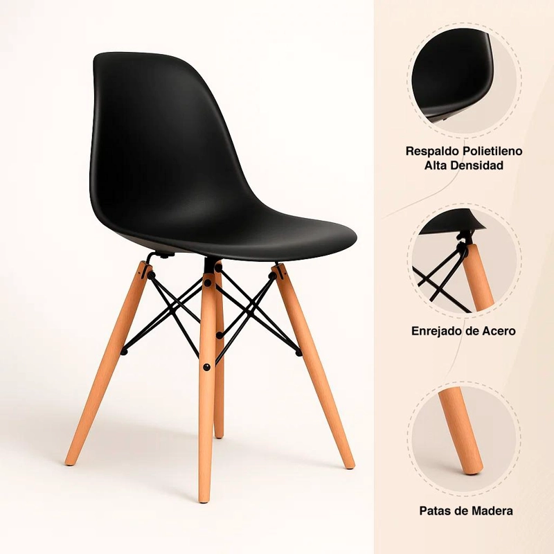 PACK DE 4 SILLAS EAMES EN COLOR NEGRO - 5