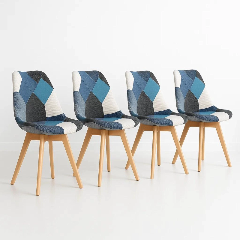 SILLAS KLIK MUEBLES EAMES PATCHWORK 1 CUERPO CELESTE PACK 4 ACOLCHADA - 1