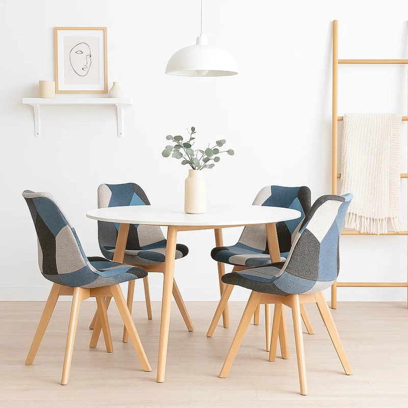 SILLAS KLIK MUEBLES EAMES PATCHWORK 1 CUERPO CELESTE PACK 4 ACOLCHADA - 2