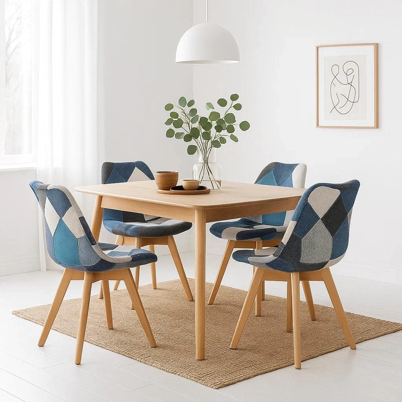 SILLAS KLIK MUEBLES EAMES PATCHWORK 1 CUERPO CELESTE PACK 4 ACOLCHADA - 3