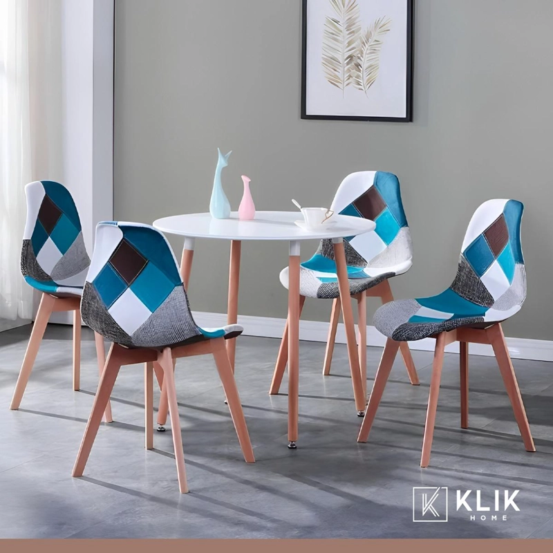 SILLAS KLIK MUEBLES EAMES PATCHWORK 1 CUERPO CELESTE PACK 4 ACOLCHADA - 8