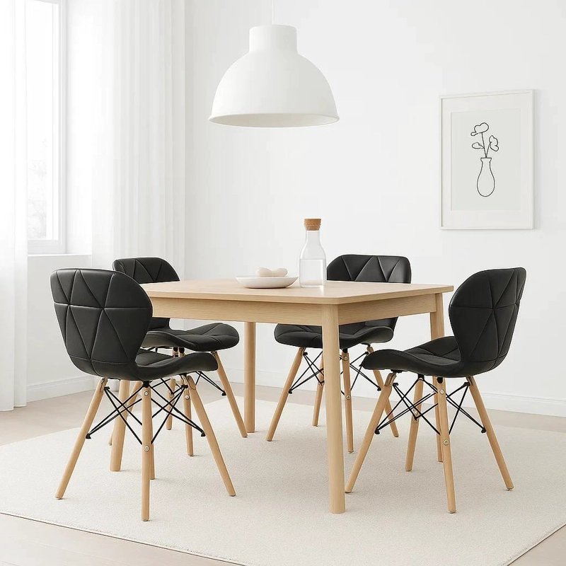 SILLAS KLIK MUEBLES RADAR 1 CUERPO ECOCUERO NEGRAS PACK 4 ACOLCHADAS - 3