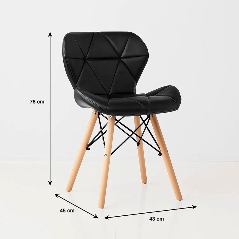 SILLAS KLIK MUEBLES RADAR 1 CUERPO ECOCUERO NEGRAS PACK 4 ACOLCHADAS - 4