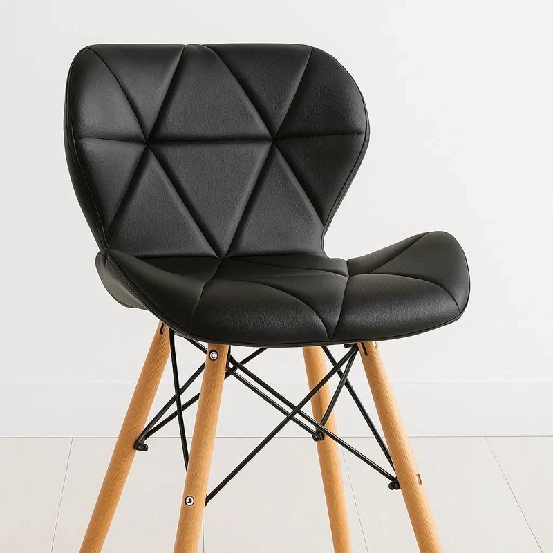 SILLAS KLIK MUEBLES RADAR 1 CUERPO ECOCUERO NEGRAS PACK 4 ACOLCHADAS - 6