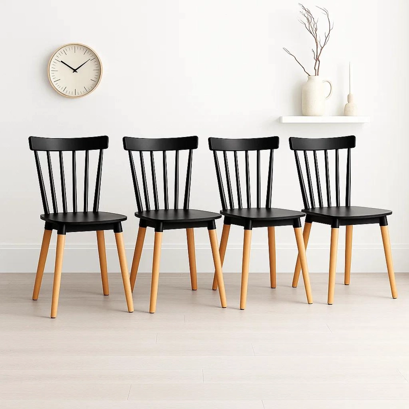 SILLAS KLIK MUEBLES WINDSOR 1 CUERPO NEGRAS PACK 4 - 2