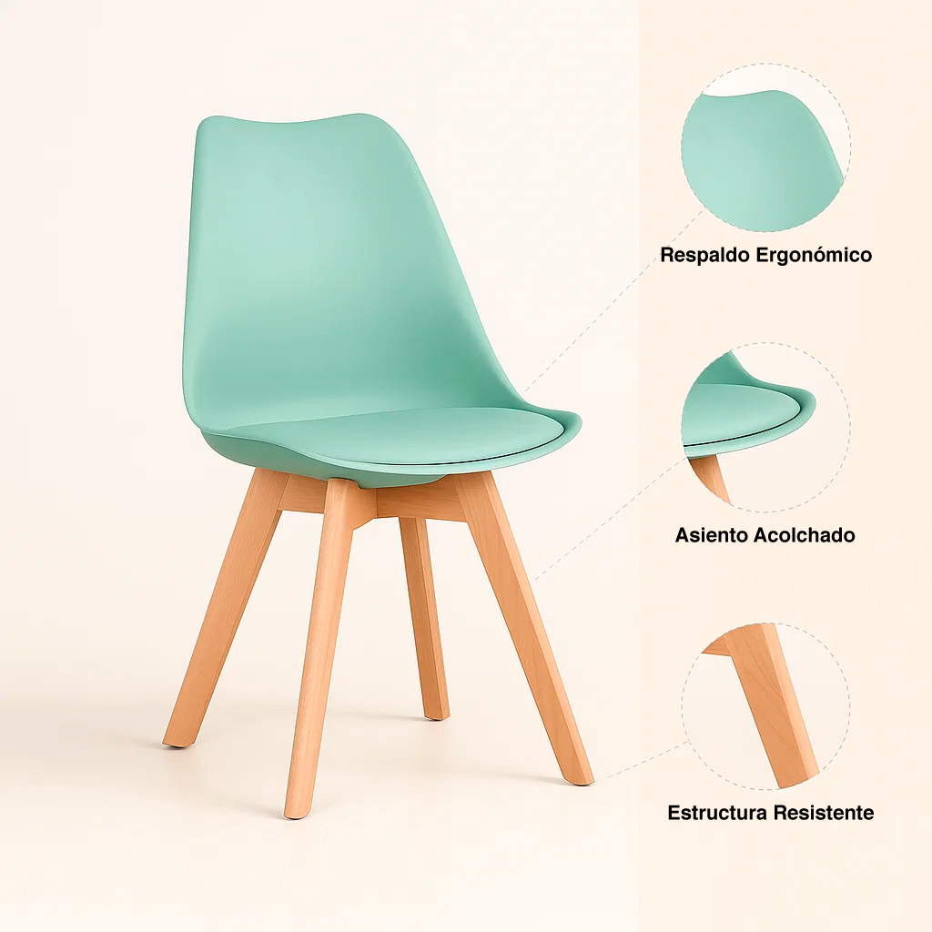 PACK DE 4 SILLAS TULIP MENTA - 5