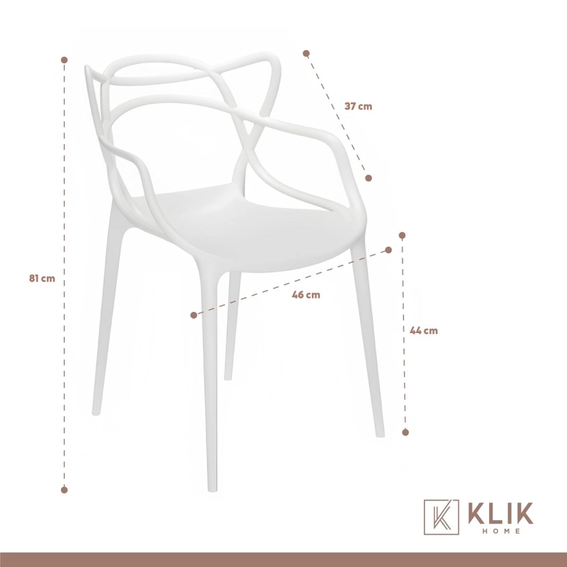 JUEGO COMEDOR KLIK MUEBLES SETREDVID804MASBLA MESA EAMES 80CM 4 SILLAS MASTER BLANCAS VIDRIO - 6