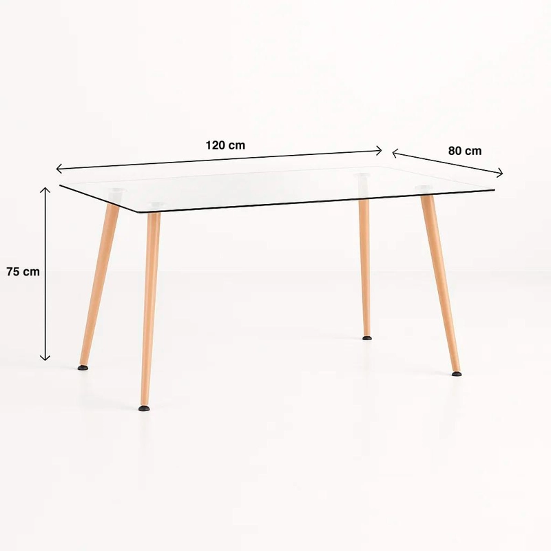 MESA COMEDOR KLIK MUEBLES EAMES VIDRIO RECTANGULAR 120X80 - 4