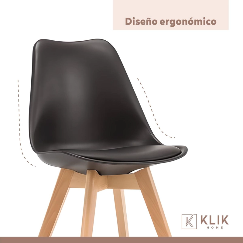 COMEDOR CUADRADO NEGRO 80CM - 4 SILLAS TULIP NEGRAS - 7
