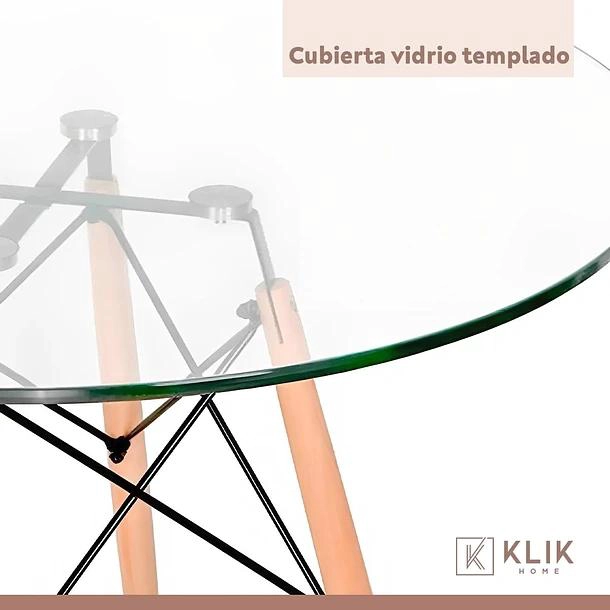 COMEDOR MESA EAMES VIDRIO 80CM + 4 SILLAS EAMES BLANCAS - 7