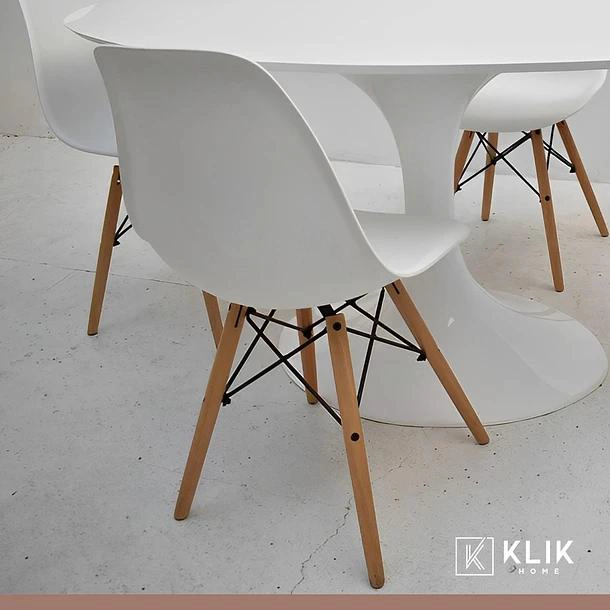 COMEDOR MESA EAMES VIDRIO 80CM + 4 SILLAS EAMES BLANCAS - 8