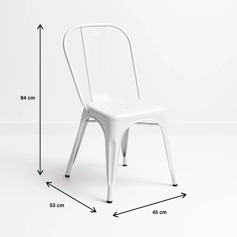 SILLA KLIK MUEBLES TOLIX 1 CUERPO ACERO BLANCA COMEDOR O TERRAZA EXTERIOR - 4
