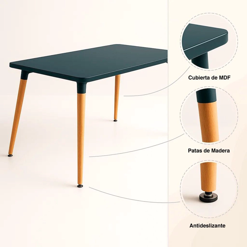 MESA COMEDOR KLIK MUEBLES 120X80 RECTANGULAR NEGRO - 5