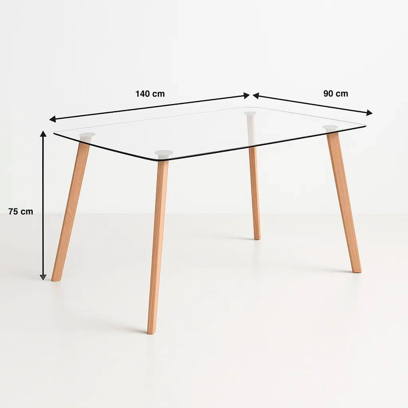 MESA COMEDOR KLIK MUEBLES NORDICA VIDRIO RECTANGULAR 140X90 CM - 7