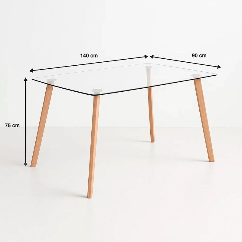 MESA COMEDOR KLIK MUEBLES NORDICA VIDRIO RECTANGULAR 140X90 CM - 8