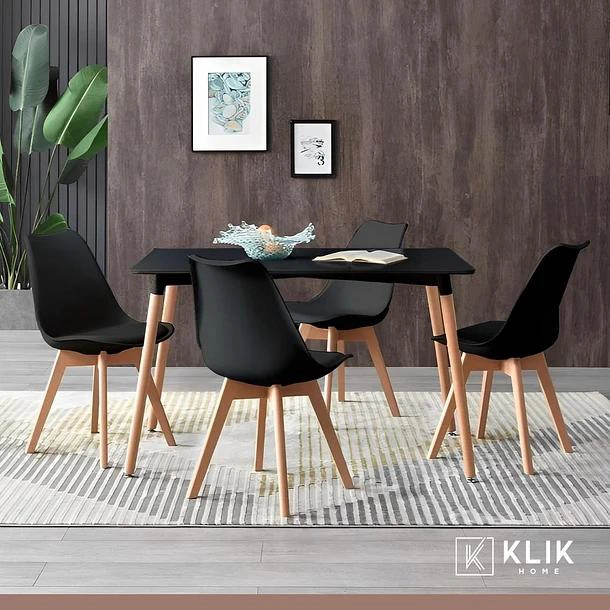 COMEDOR MESA RECTANGULAR NEGRA + 4 SILLAS TULIP NEGRAS - 2