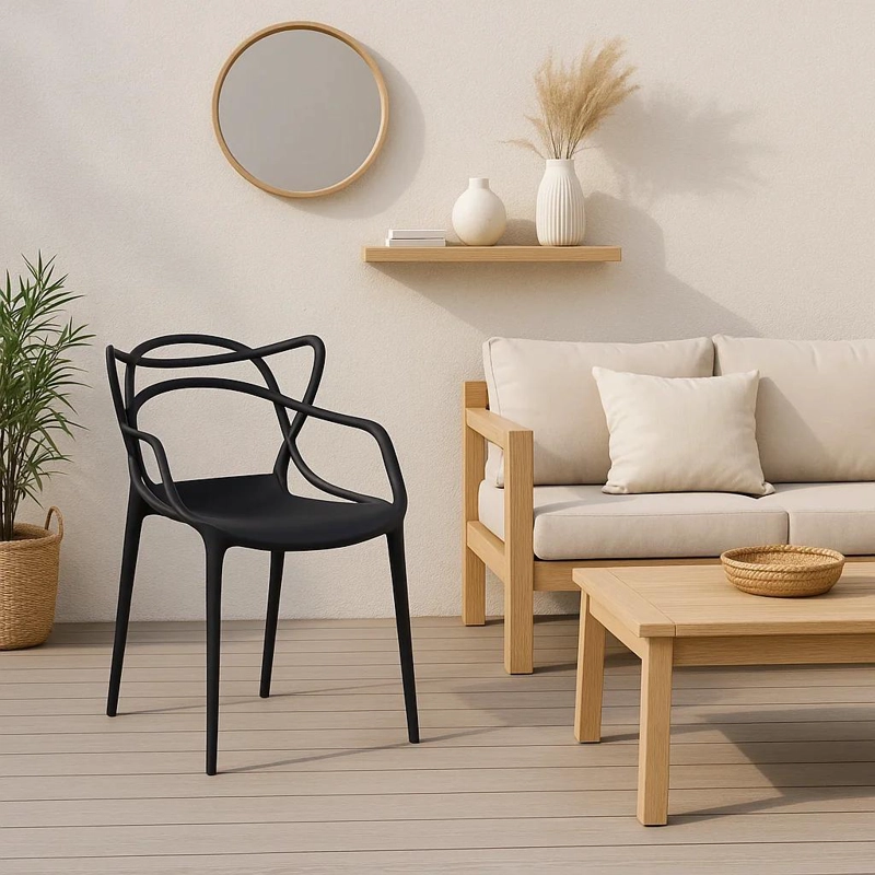 SILLA TERRAZA KLIK MUEBLES MASTER 1 CUERPO NEGRA EXTERIOR O COMEDOR - 3