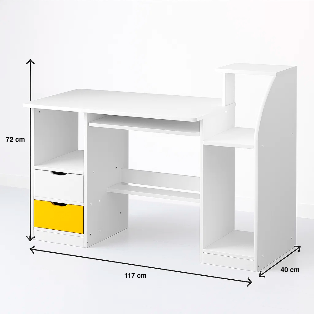 ESCRITORIO KLIK MUEBLES BUENOS AIRES CON CAJONES Y REPISAS BLANCO - 4