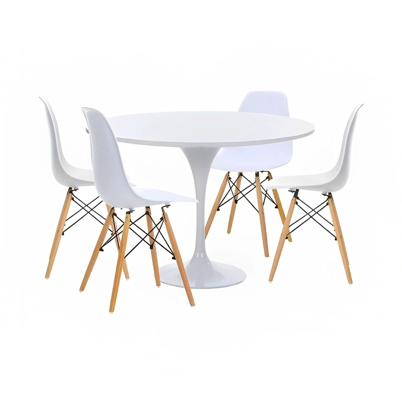 COMEDOR MESA TULIP BLANCA - 4 SILLAS EAMES BLANCAS - 1