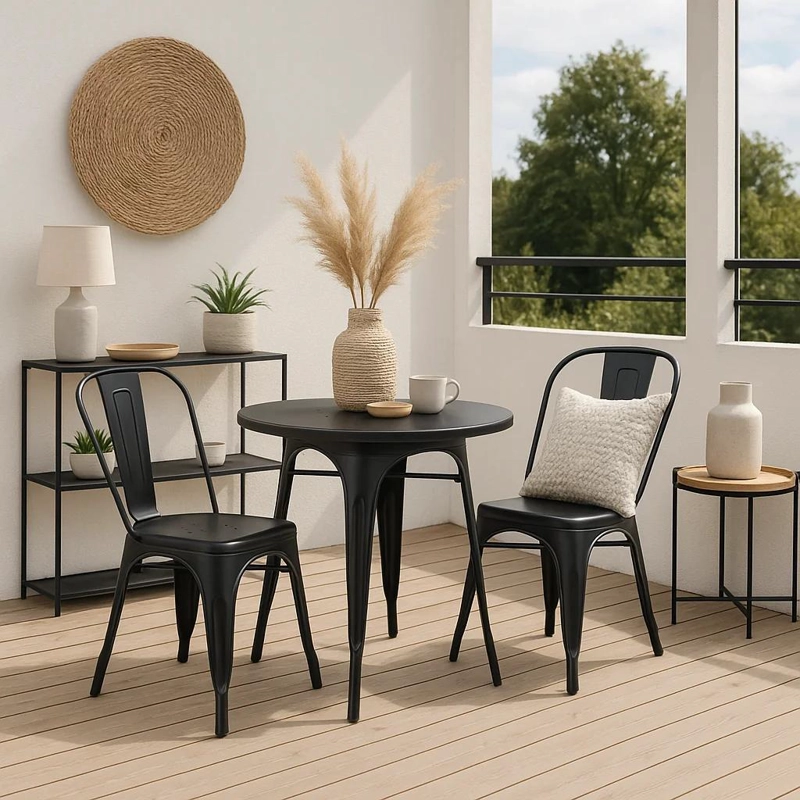 SILLA KLIK MUEBLES TOLIX 1 CUERPO ACERO NEGRA COMEDOR O TERRAZA EXTERIOR - 3