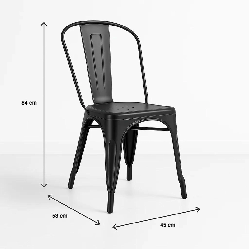 SILLA KLIK MUEBLES TOLIX 1 CUERPO ACERO NEGRA COMEDOR O TERRAZA EXTERIOR - 4