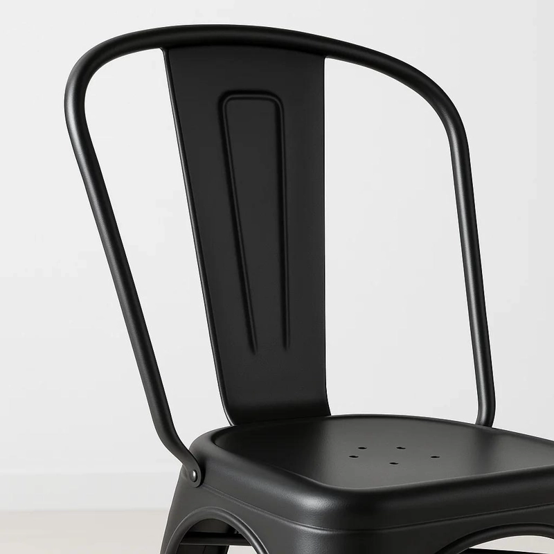 SILLA KLIK MUEBLES TOLIX 1 CUERPO ACERO NEGRA COMEDOR O TERRAZA EXTERIOR - 6