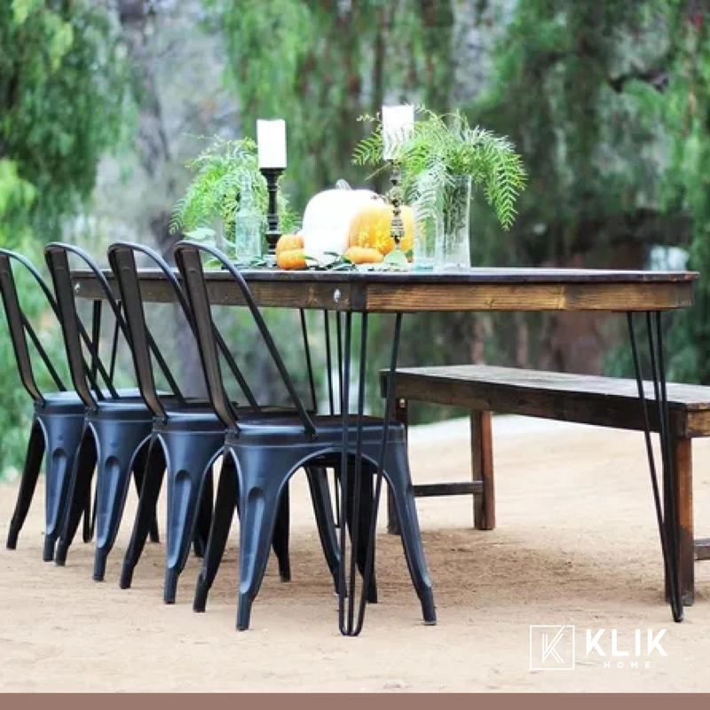 SILLA KLIK MUEBLES TOLIX 1 CUERPO ACERO NEGRA COMEDOR O TERRAZA EXTERIOR - 8