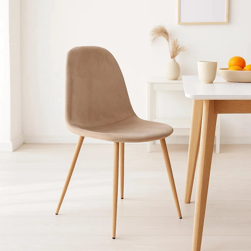 SILLA KLIK MUEBLES SPOON 1 CUERPO TERCIOPELO BEIGE VELVET - 2