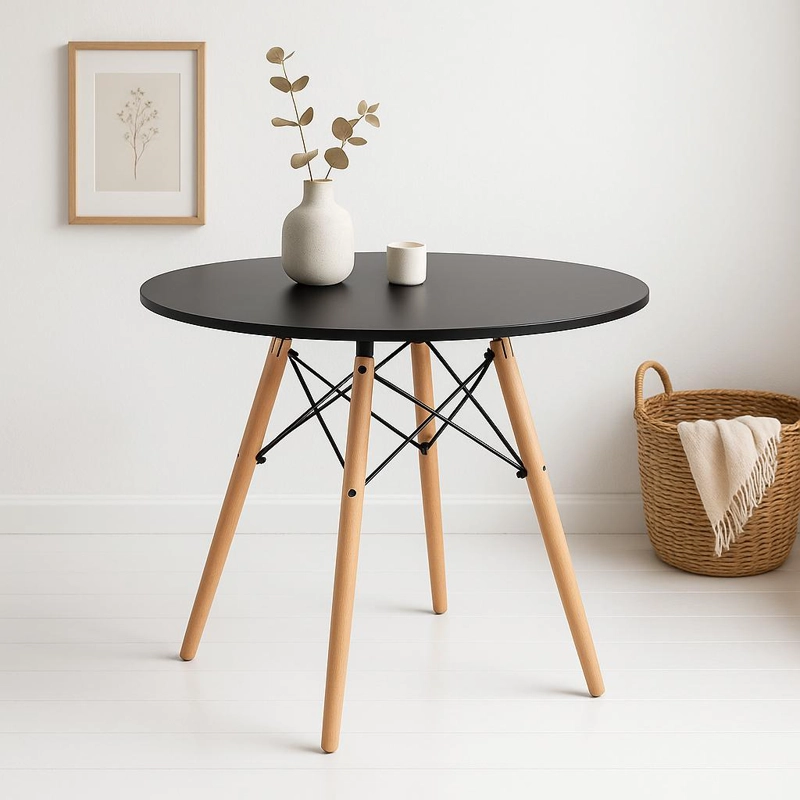 MESA COMEDOR KLIK MUEBLES EAMES 100CM REDONDA NEGRO - 2